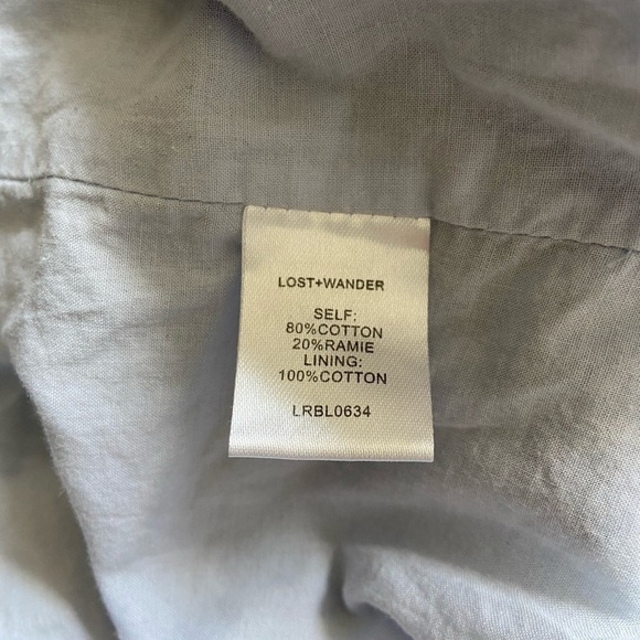 Lost + Wander Seersucker Blue & White Striped Romper w Pockets & Tie Front Large - Picture 10 of 11